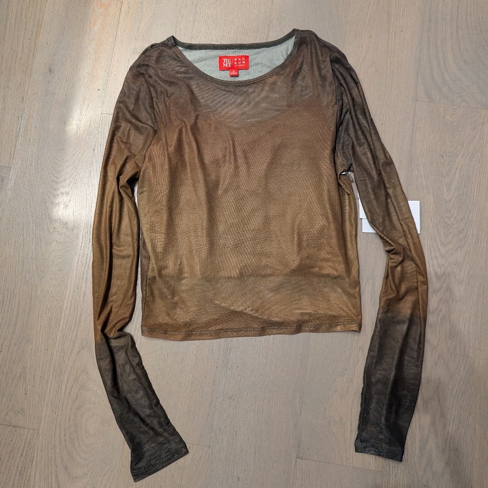 Pacsun x The Met sunset sky mesh long sleeve top